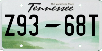 TN license plate Z9368T