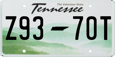 TN license plate Z9370T