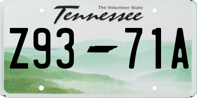 TN license plate Z9371A