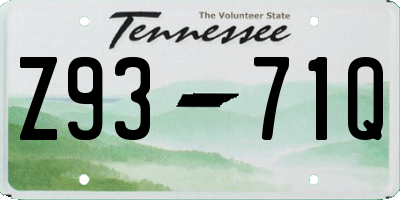TN license plate Z9371Q