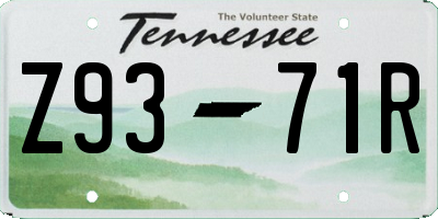 TN license plate Z9371R