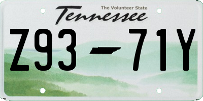 TN license plate Z9371Y