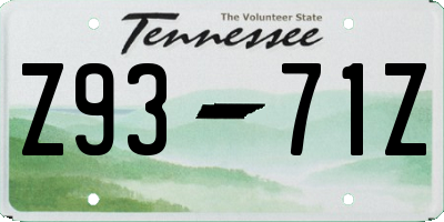 TN license plate Z9371Z