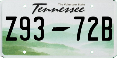 TN license plate Z9372B