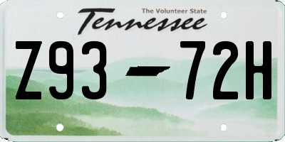 TN license plate Z9372H