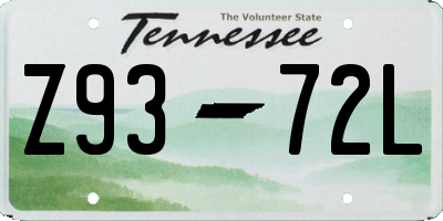 TN license plate Z9372L