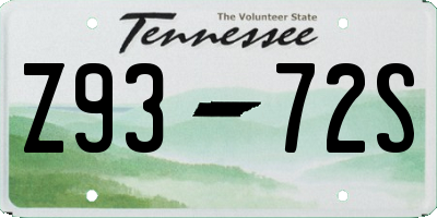 TN license plate Z9372S