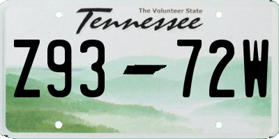 TN license plate Z9372W