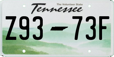 TN license plate Z9373F