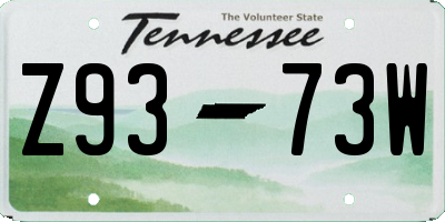 TN license plate Z9373W