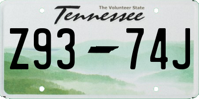 TN license plate Z9374J