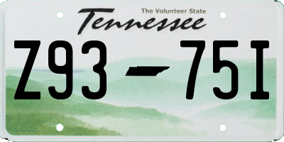 TN license plate Z9375I
