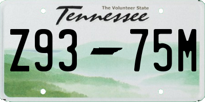 TN license plate Z9375M