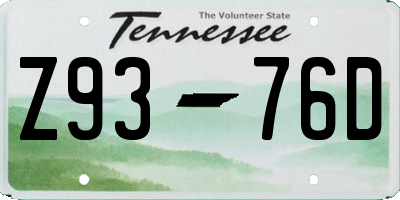 TN license plate Z9376D