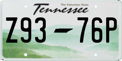 TN license plate Z9376P
