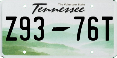 TN license plate Z9376T