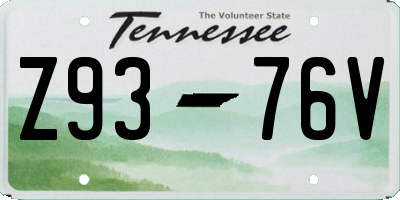 TN license plate Z9376V