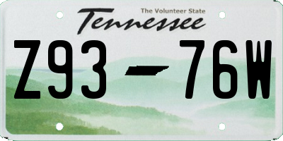 TN license plate Z9376W