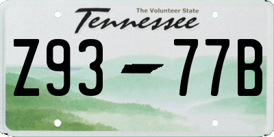 TN license plate Z9377B