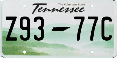 TN license plate Z9377C