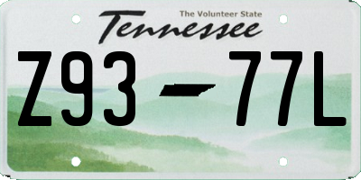 TN license plate Z9377L