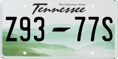 TN license plate Z9377S