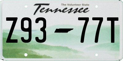 TN license plate Z9377T