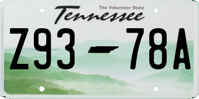 TN license plate Z9378A