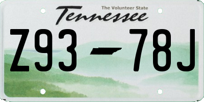 TN license plate Z9378J