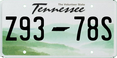 TN license plate Z9378S