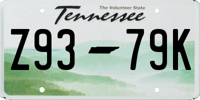 TN license plate Z9379K