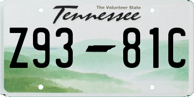 TN license plate Z9381C