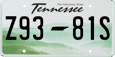 TN license plate Z9381S