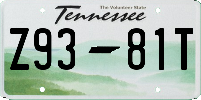 TN license plate Z9381T