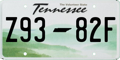 TN license plate Z9382F