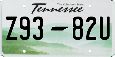 TN license plate Z9382U