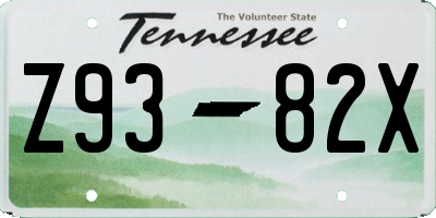 TN license plate Z9382X