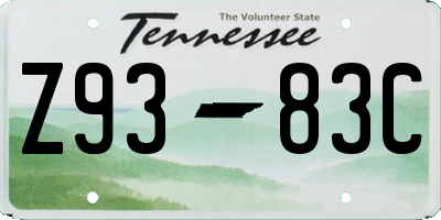 TN license plate Z9383C
