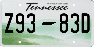 TN license plate Z9383D