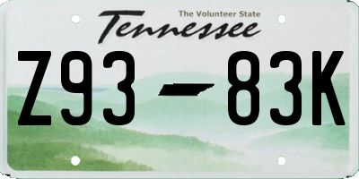 TN license plate Z9383K