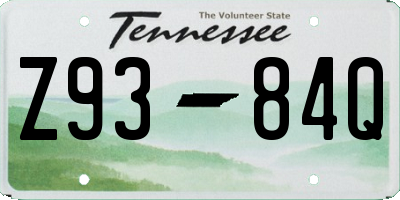 TN license plate Z9384Q