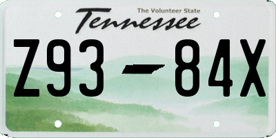 TN license plate Z9384X