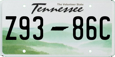 TN license plate Z9386C