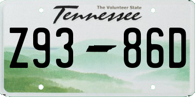 TN license plate Z9386D