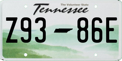 TN license plate Z9386E