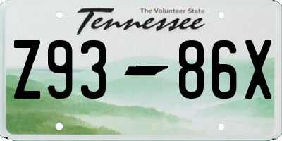 TN license plate Z9386X