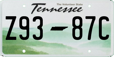 TN license plate Z9387C