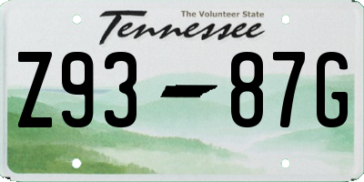 TN license plate Z9387G