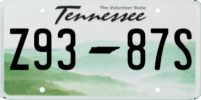 TN license plate Z9387S
