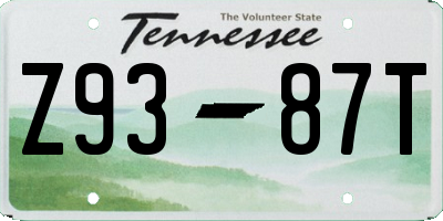 TN license plate Z9387T
